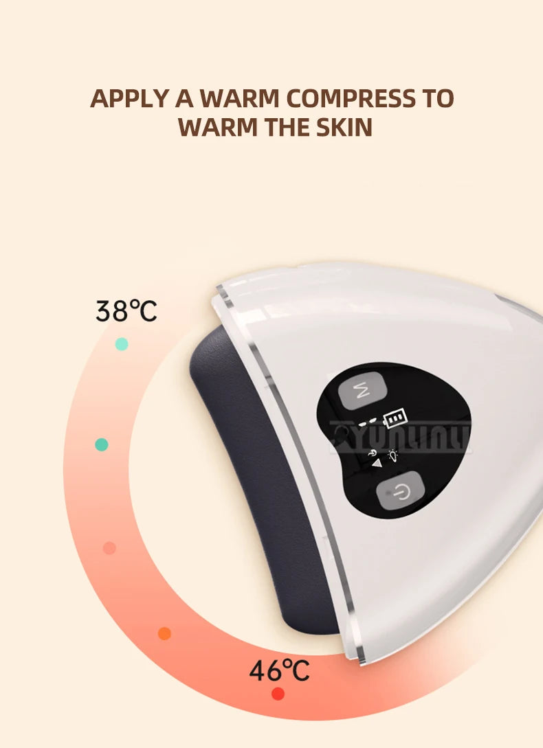 Bianstone Gua Sha Instrument with EMS Micro-current acupuncture point massage around the eyes and bags