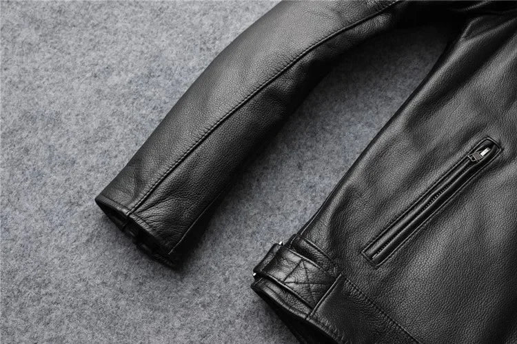 LNY Shop Best.Motor Biker real leather jacket,quality Classic rider leather clothes,man Protectable thick cowhide coat.