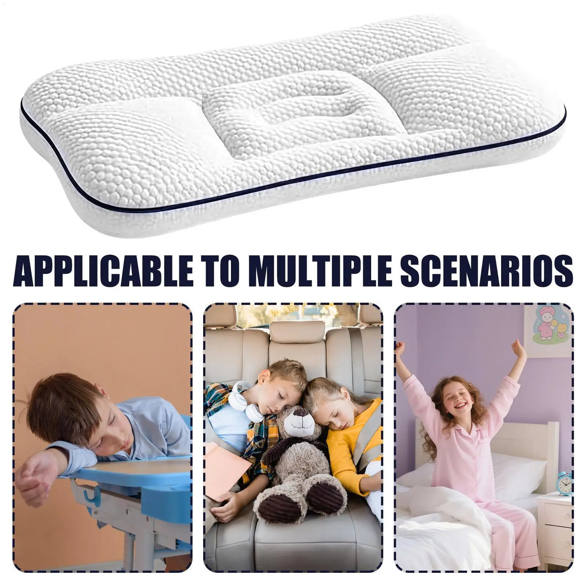 Children's Partition Pillows Double-Sided Breathable Travel Children Pillow for Boys Girls Homes Apartments Daycare Travel Road