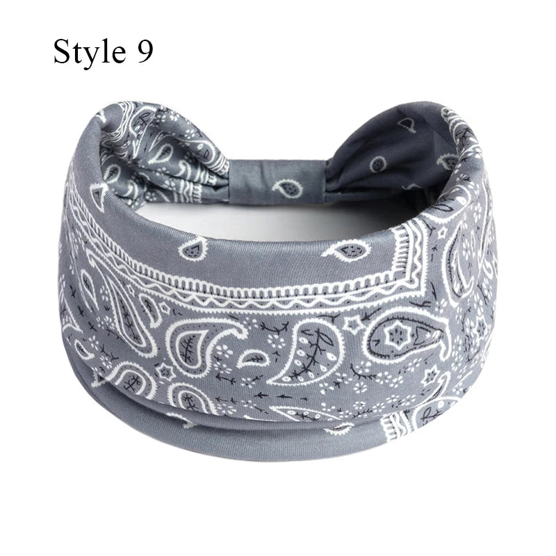 Bohemian Knot Turbans Yoga Elastic Head Wrap Women Fashion Vintage Elastic Hair Band Lady Wide Headbands Female Hair Accessories