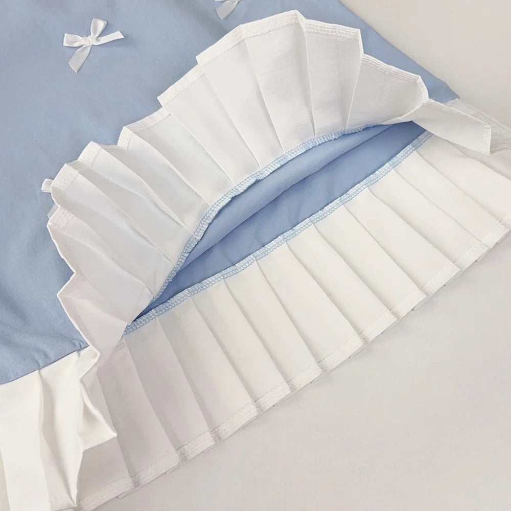 Black Bow Decoration Girls Dress Summer Sleeveless Princess Dresses Color Blocked Children's Clothing 3 To 7 Years Wear