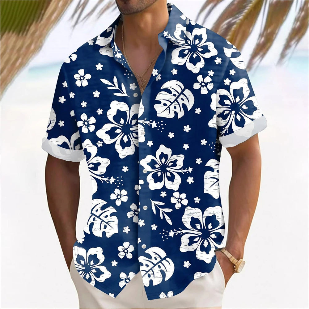 Hawaiian Plant Golden Leaves 3D Print Men's Hawaiian Shirt Outdoor Street Casual Summer Turndown Short Sleeve Polyester Shirt