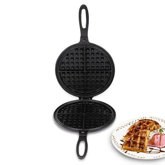 Household Kitchen 20cm Oven Safe Waffle Maker Cake Baking Pan Uncoated Cast Iron Waffle Mold Skillet