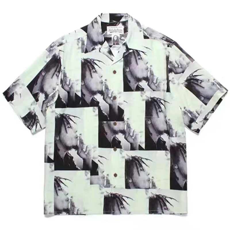 Classics 2025 WACKO MARIA Shirt Photo Print Vintage Men's And Women's Loose Hawaiian WACKO MARIA Short Sleeve Shirt T-Shirts