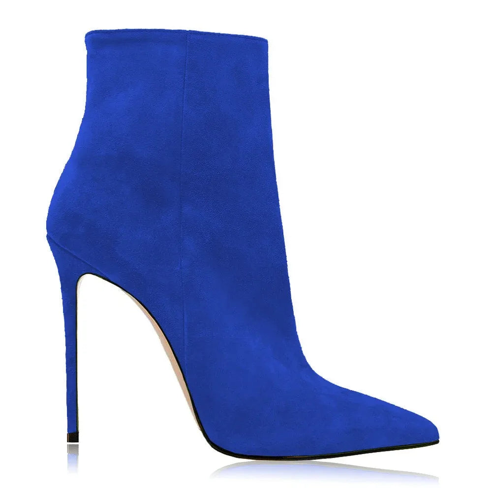 2025 Pointed High-heeled Short Boots Suede Fashion Runway Ladies Autumn and Winter 35-46 Plus Size Women Ankle Boots