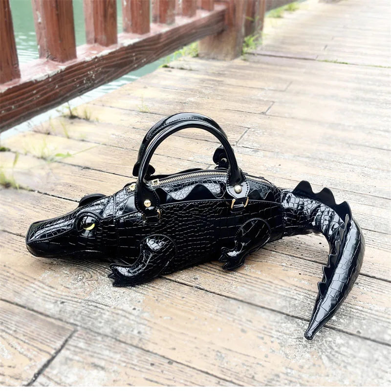 New Trendy Crocodile Shape Handbag for Women, Europe and America Fashion Tote Designer Female Casual Shoulder Crossbody Bag Ins