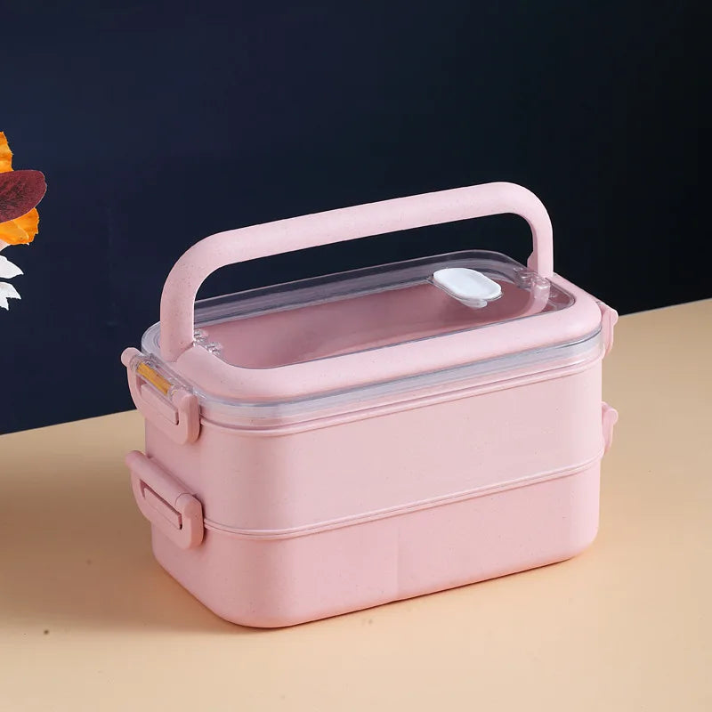 Kitchen Home Microwave Lunch Box Wheat Straw Dinnerware Food Storage Container Children Kids School Office Portable Bento Box