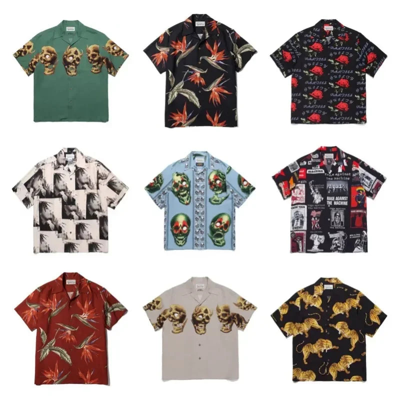 Classics 2025 WACKO MARIA Shirt Photo Print Vintage Men's And Women's Loose Hawaiian WACKO MARIA Short Sleeve Shirt T-Shirts