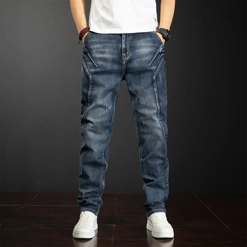 URBANCREW Men’s Vintage Cargo Jeans — Relaxed Streetwear