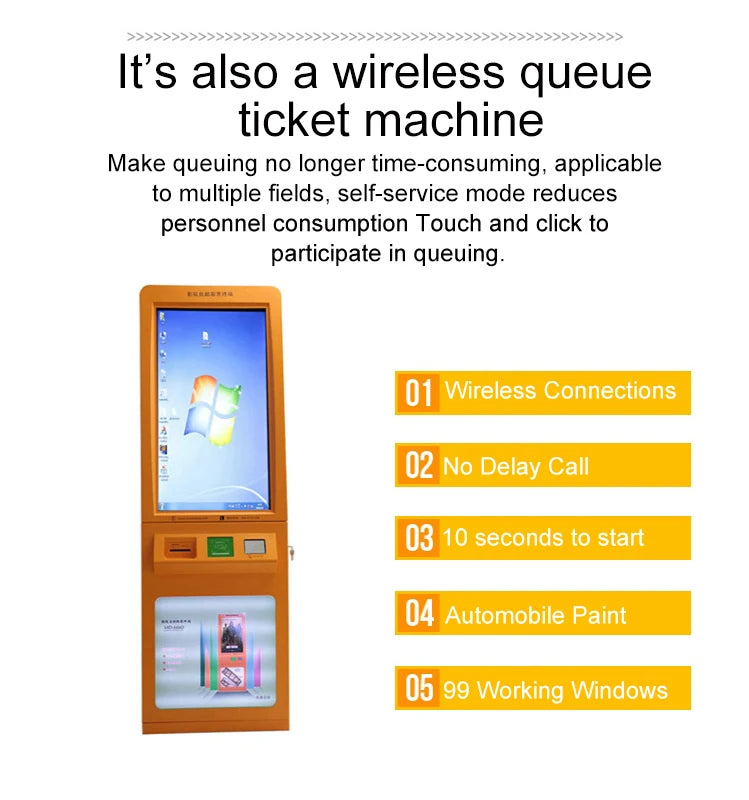 32-Inch Touch Screen Restaurant Self-Service Ordering & Checkout Kiosk with Floor-Standing Design for Indoor Use