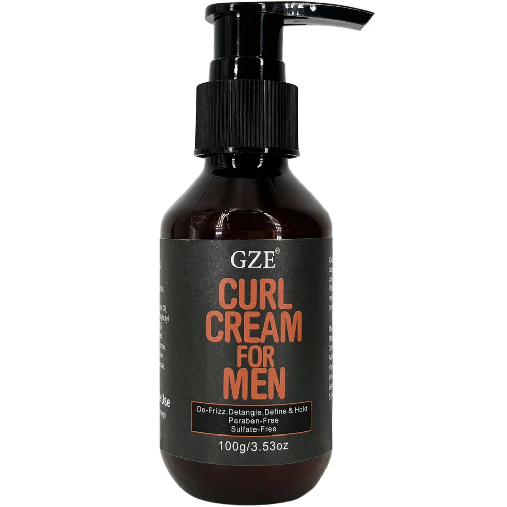 GZE MEN Castor Oil Curl Defining Cream Nourishing Curl Cream, Hydrate & Adds Shine - Color Safe & Sulfate Free Styling Product