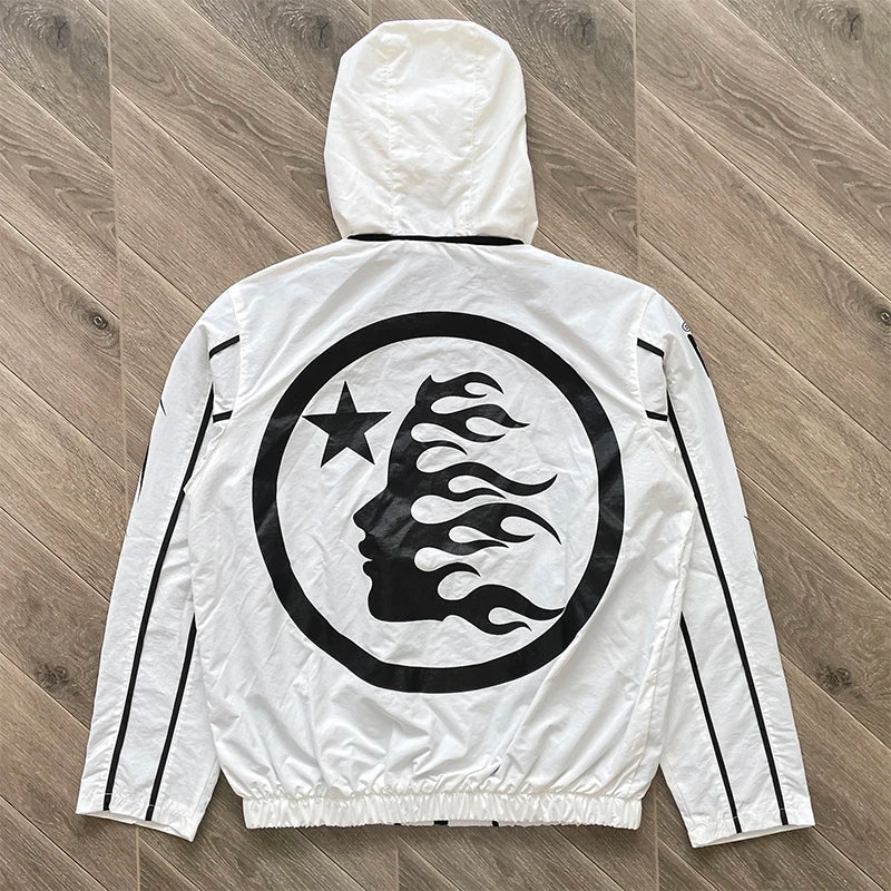 HS Splicing Color Matching Casual Trench Coat Sports Jacket White or Black