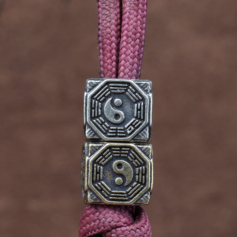 Eight Diagrams Block Brass Knife Beads EDC DIY Paracord Woven Bracelets Lanyard Pendants Accessories Outdoor Tool Hangings Charm