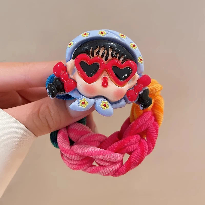 New Cute Cartoon Girls Elastic Hair Band For Women Girls Sweet Hair Ornament Scrunchie Hair Tie Rubber Band Hair Accessories