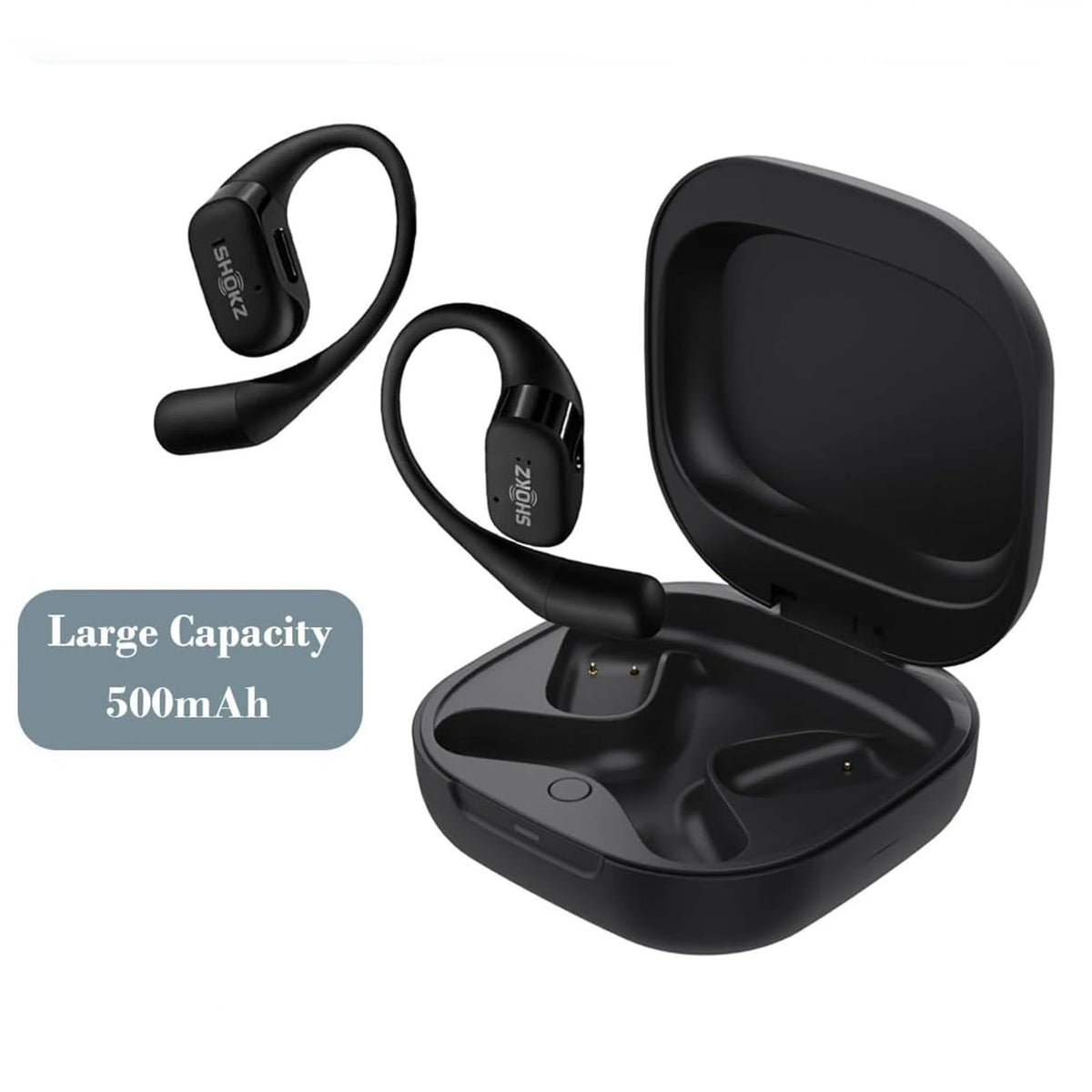 Earbud Charging Case Replacement 500mAh Type C Black Wireless Earbuds Charger Case for Shokz OpenFit 2 2+ T920 T921 Headphones