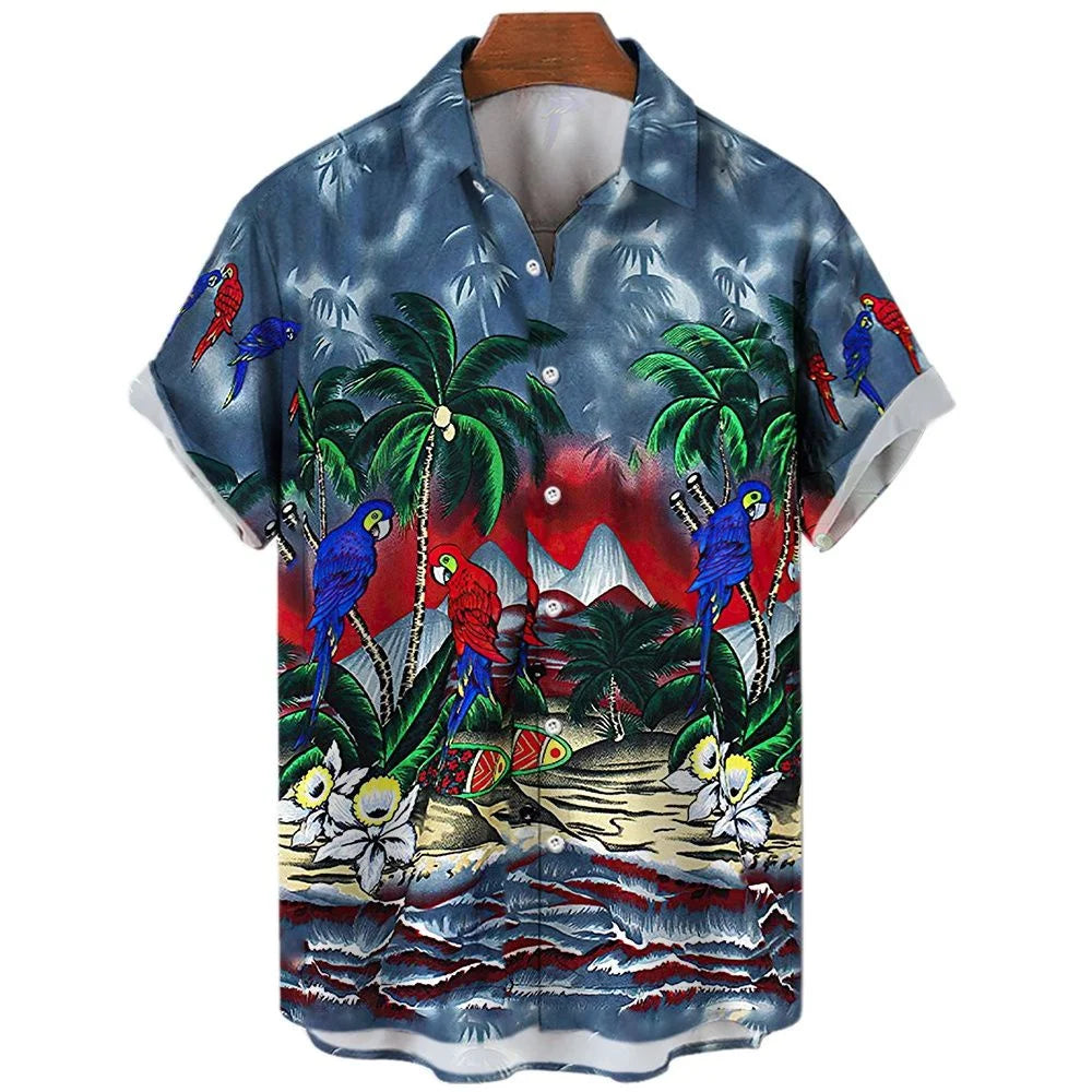 Summer Fashion Men's 3d Hawaiian Shirts Oversized Beach Short Sleeve Coconut Tree Print Shirts Tees Tops Casual Clothes Camiseta