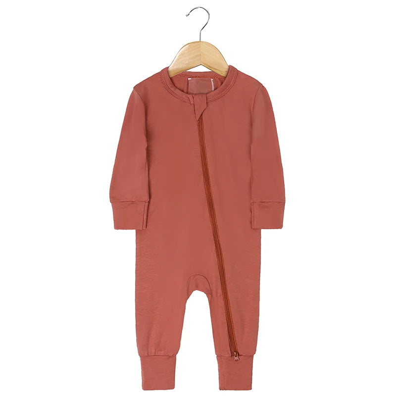 2026 Newborn Baby Bamboo Fiber Romper Solid Breathable Long Sleeve Clothes For 0-24M Boy Girl Jumpsuit Infant Loungewear Pyjamas
