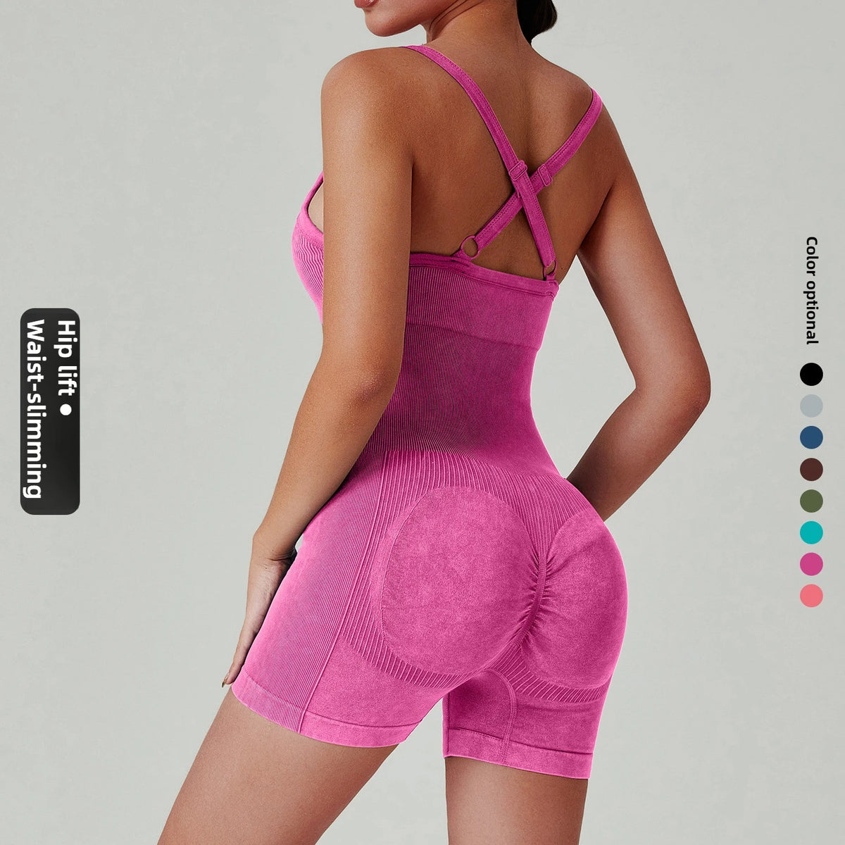 Seamless Shorts Gym Set Women Jumpsuit Yoga Set Water-washed 1pc Summer Workout Suit Bodysuit Fitness Push Up Short Sport Set