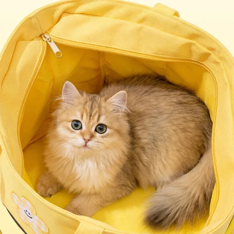 Pet Carrier Bag,Canvas Breathable Portable Cat & Puppy Travel Tote Bag For Teddy Small Dog Lovers,Women Outdoor Shopping Handbag