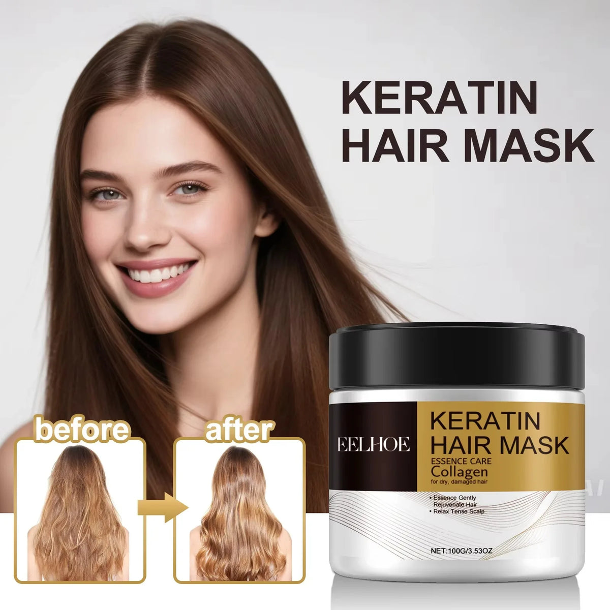 Keratin Collagen Hair Mask Dual Oil Control Moisturizer Conditioner Repair Dry Frizz Damaged Frizz Tangles Soft Smooth Hair cera