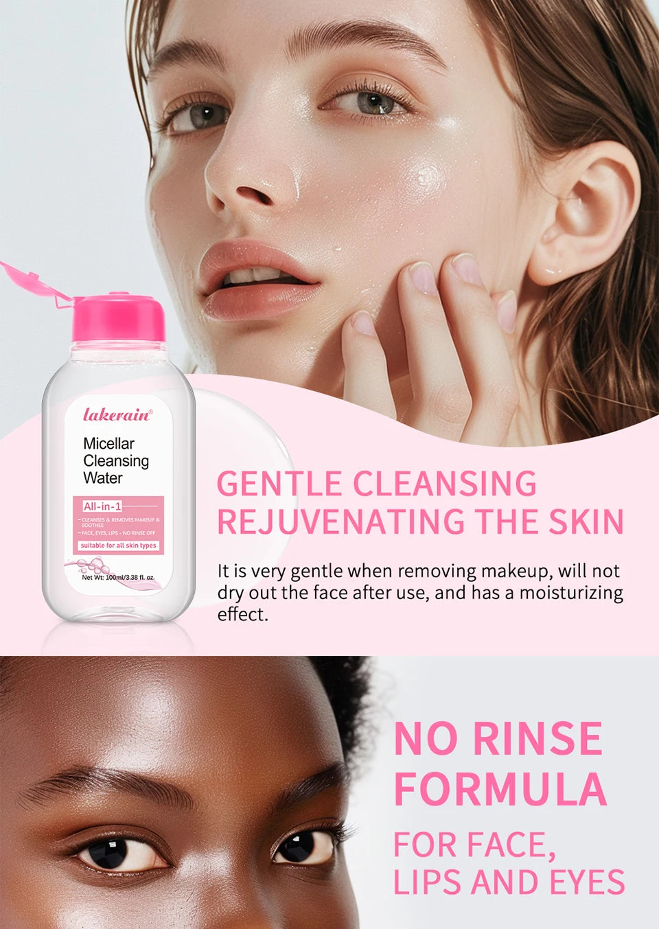 Micellar Cleansing Makeup Remover Mild Formula without Leaving Any Residue Micellar Technology Absorbs Impurities Extra Hydrating Efficient Makeup Remover