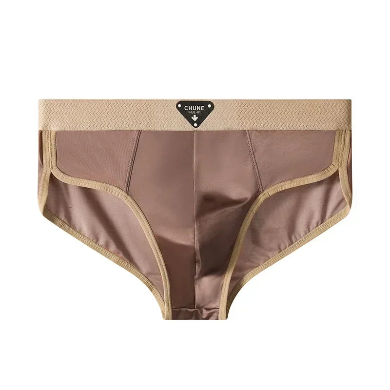 Men's Briefs Ice Silk Satin-like Briefs Men's Underpants Summer Breathable Quick Drying Panties Sexy U Pouch Underwear