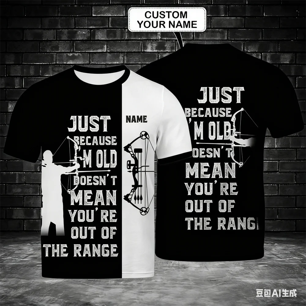 Funny 3D Printing Men's T-Shirts Fashion Personalized Name Short Sleeve Tees Casual O-neck Loose Tops Archery Club Team Clothing