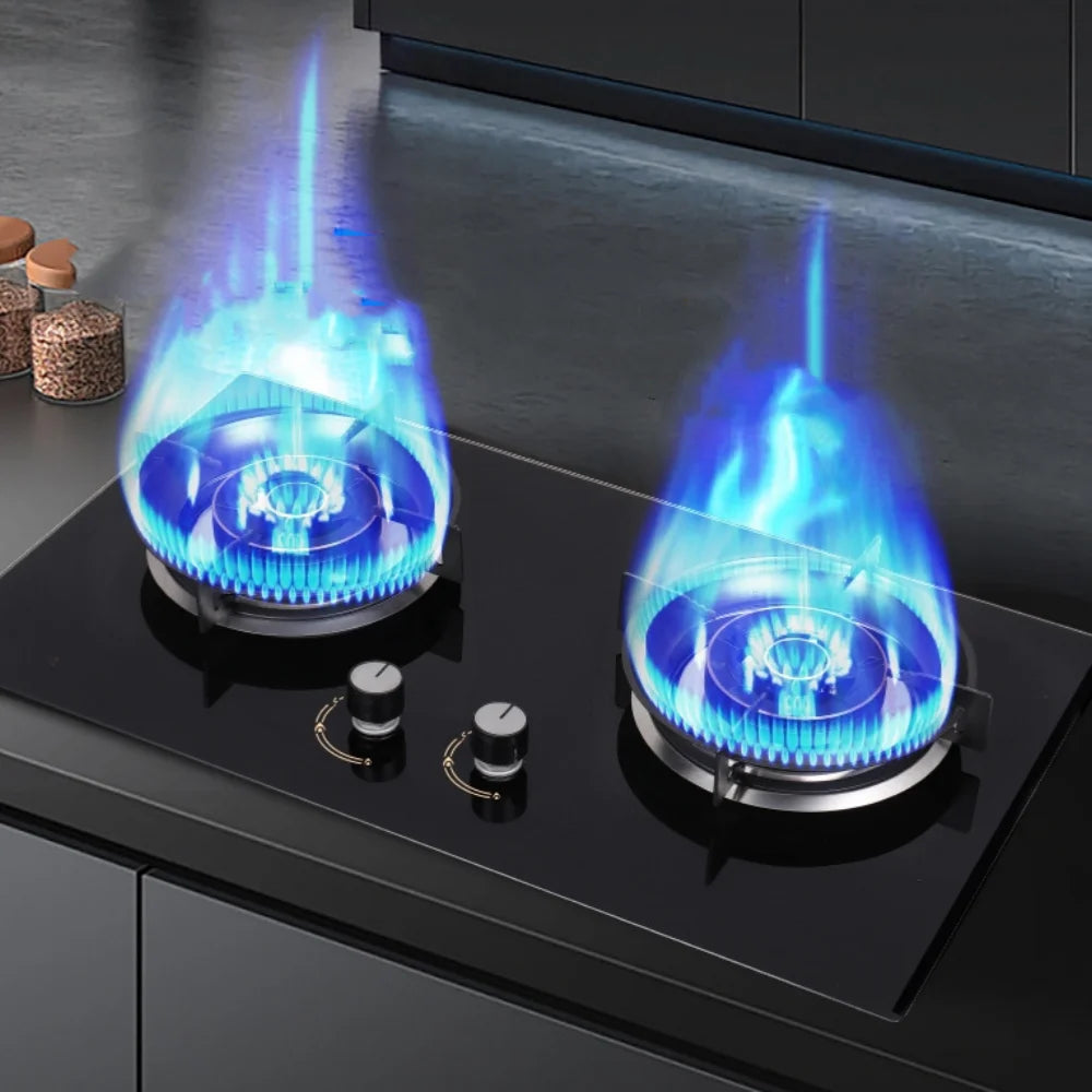 Two Burner China Smart Industrial Gas Stove with Glass Material for Kitchen Household