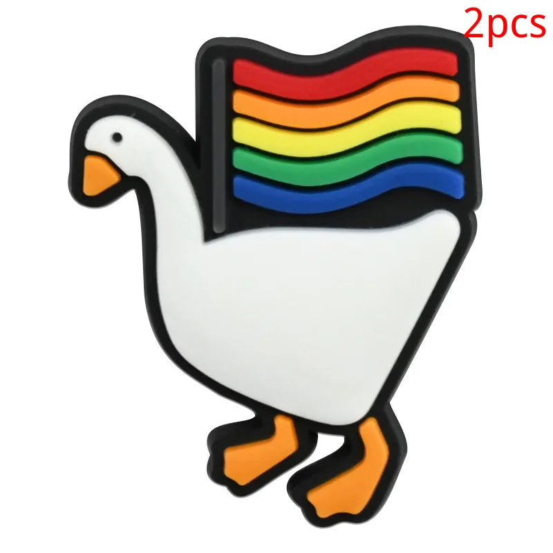 New rainbow shoe charm hole shoe accessories DIY shoe accessories PVC soft rubber shoe buckle jewelry spot wholesale
