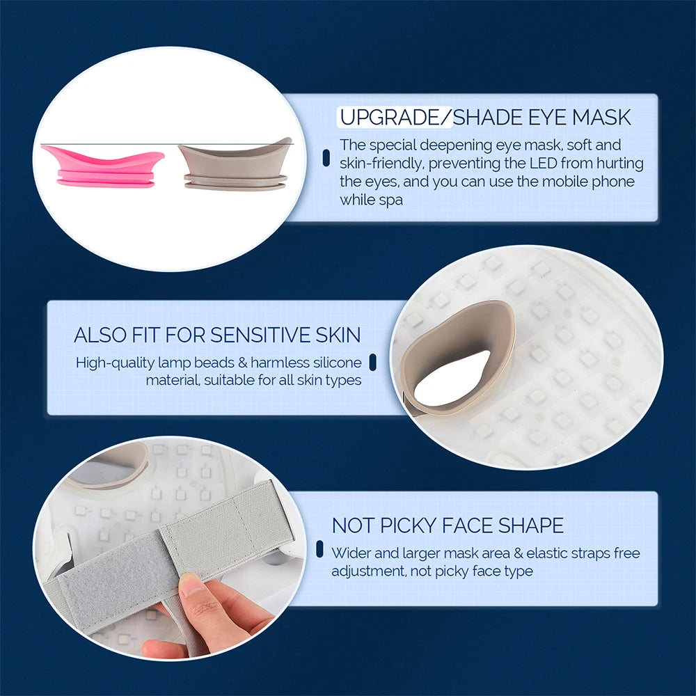 3D Flexible Silicone LED Face Neck Mask Wireless 7 Colors Photon Red Light Infrared Beauty Mask for Facial Skin Repair Home Skin Care Tool