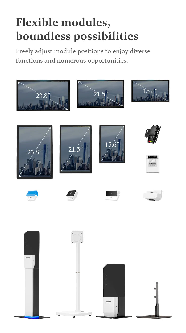 Self-service Touch Screen Kiosk Support POS Printer Scanner Assemble for Food Order Payment Kiosks