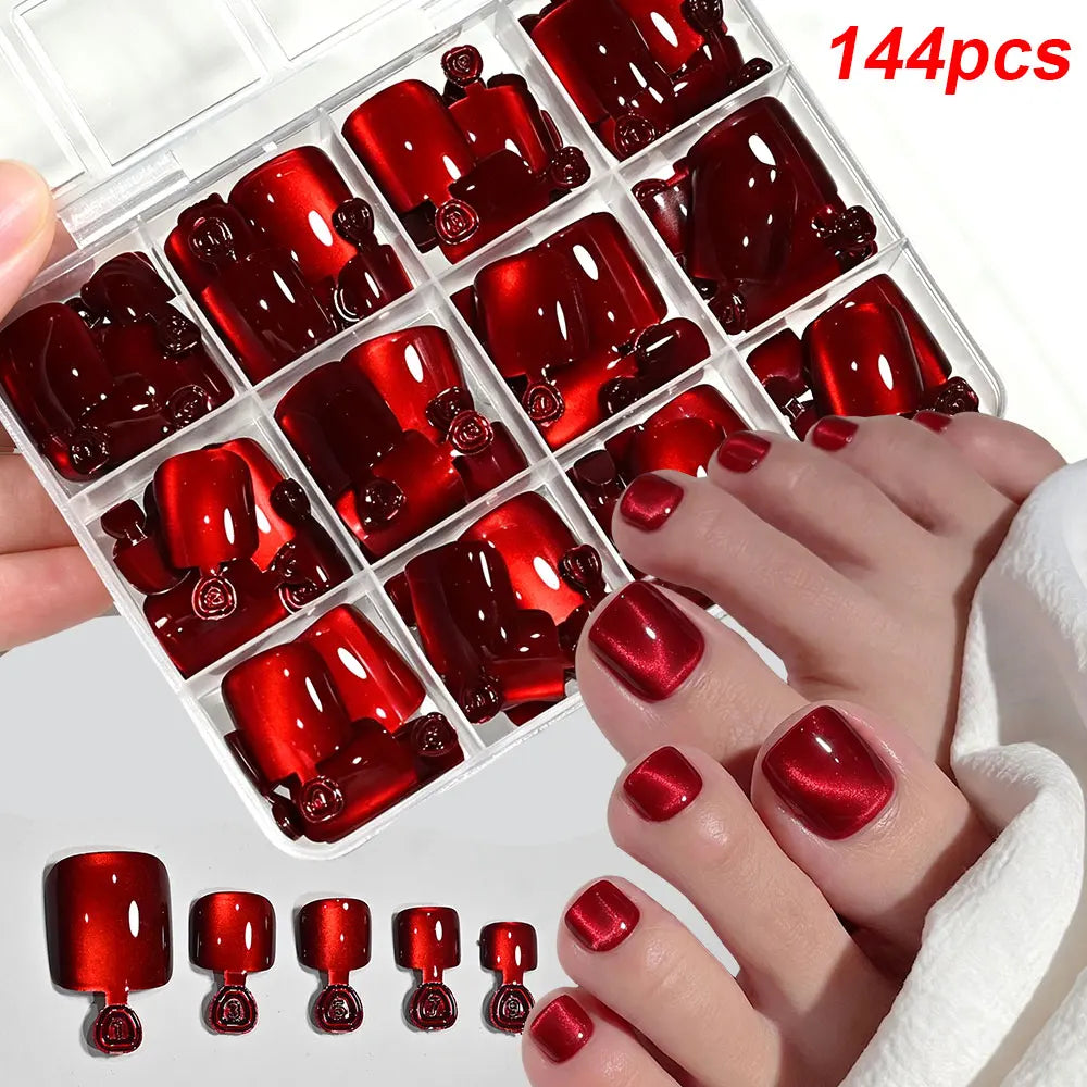 96pcs/box Short Square Cat Eye Press On Nails 4colors Glossy Glitter Cat Eye French Fake Nails Full Cover Acrylic Fake Nails Y2K
