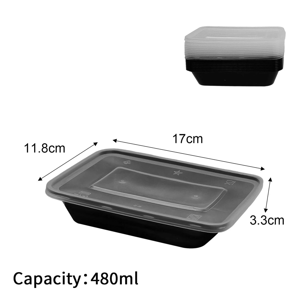 10/20x Food Storage Containers with Lids Meal Prep Containers Disposable Leakproof Black Lunch Bento Boxes Kitchen Tableware