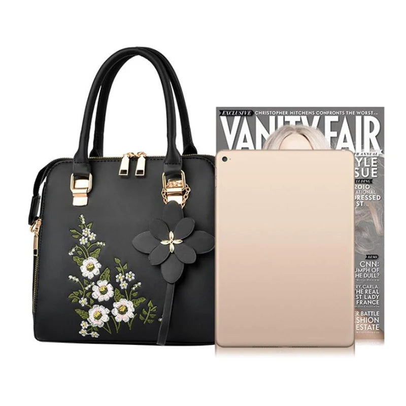 Yogodlns Luxury Embroidery Handbag For Women PU Leather Tassel Crossbody Bag Designer Handle Bag Brand Female Shoudler Bag bolso