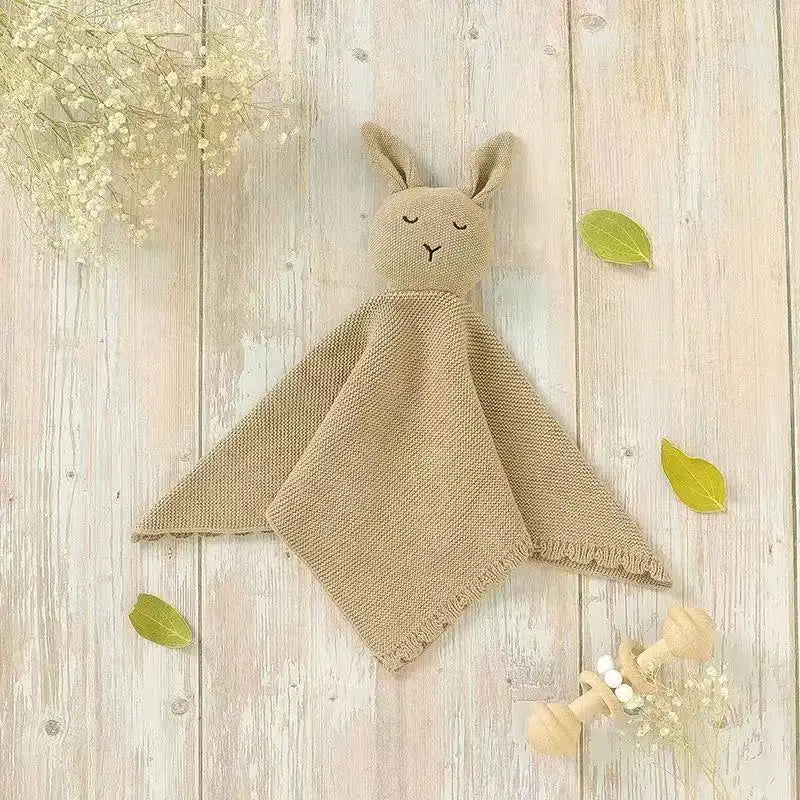 Cute Rabbit Knitting Baby Comfort Towel Comforter Blanket Soft Newborn Sleeping Dolls Kids Sleep Toy Soothe Appease Towel