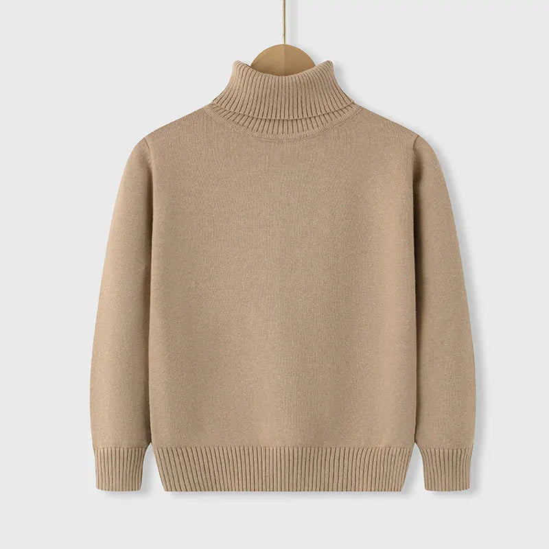 New Autumn Winter Children's Cotton Sweater Full Sleeve Turtleneck Knitwear Baby Boys Girls Clothing Warm Soft Jumper Pullovers