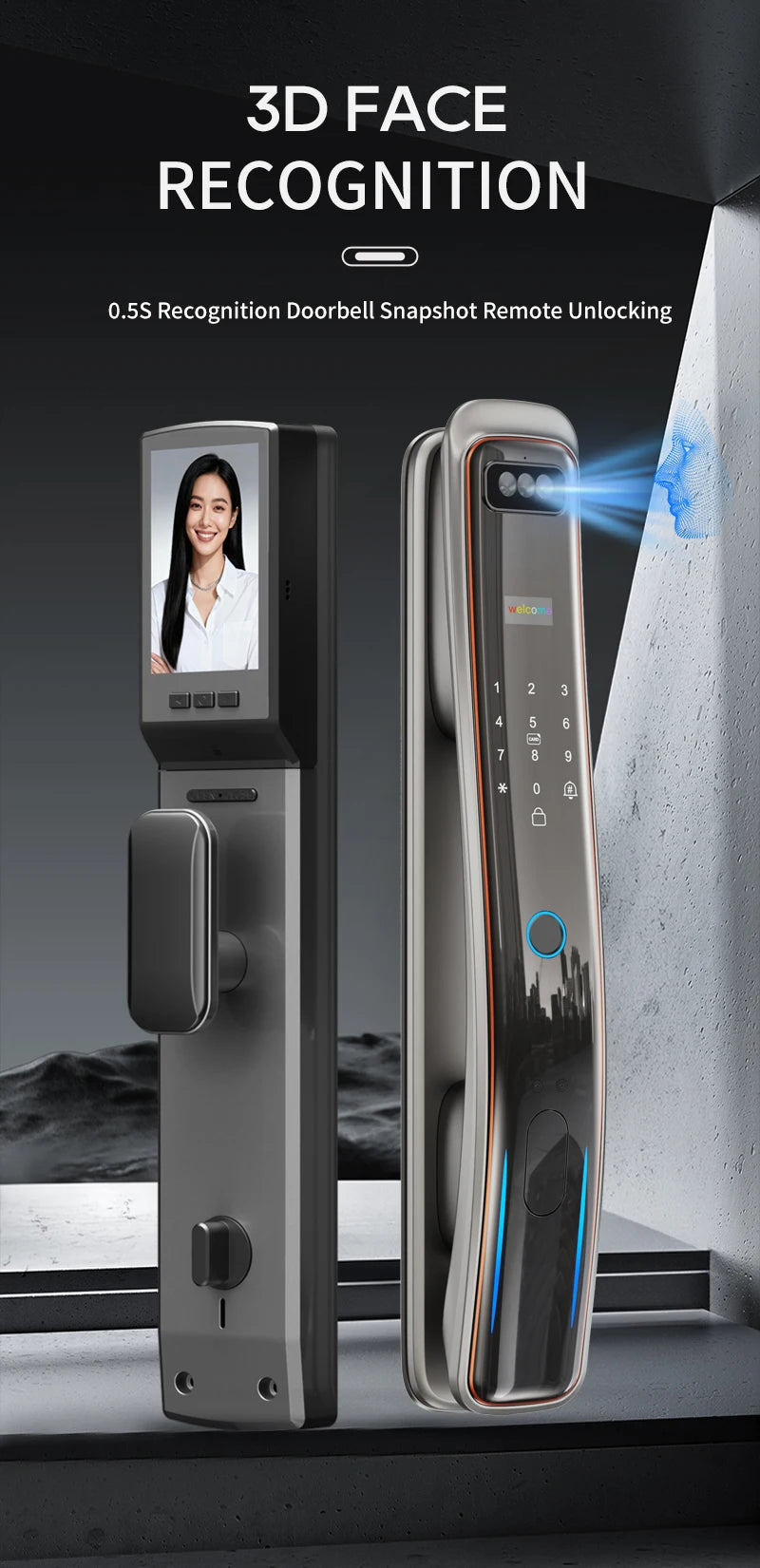 Wifi Tuya APP Password Door Lock Face Recognition Smart Lock With Camera  Digital Electronic Lock Automatic