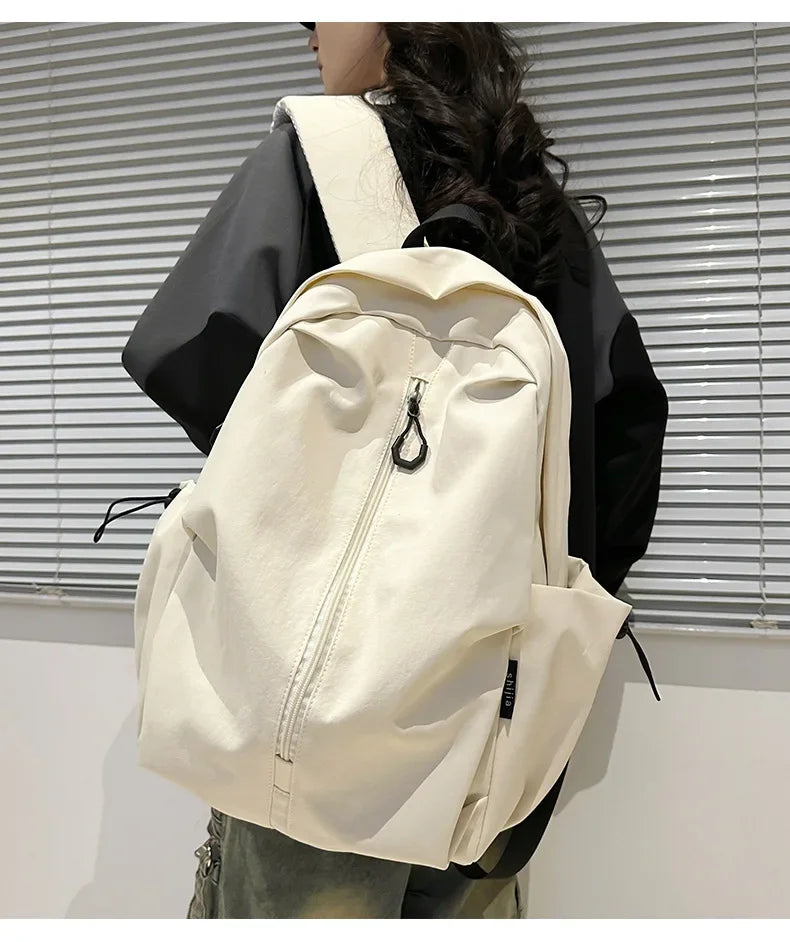 15.6 Inch Nylon Waterproof College Backpack Large Capacity Travel Unisex Laptop Backpacks Simple Design School Bag for Teenagers