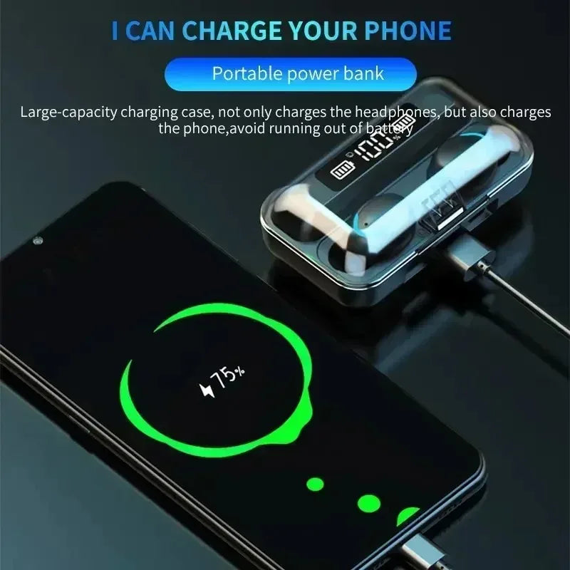 TWS Wireless Earbuds with Bluetooth, LED Display & Microphone