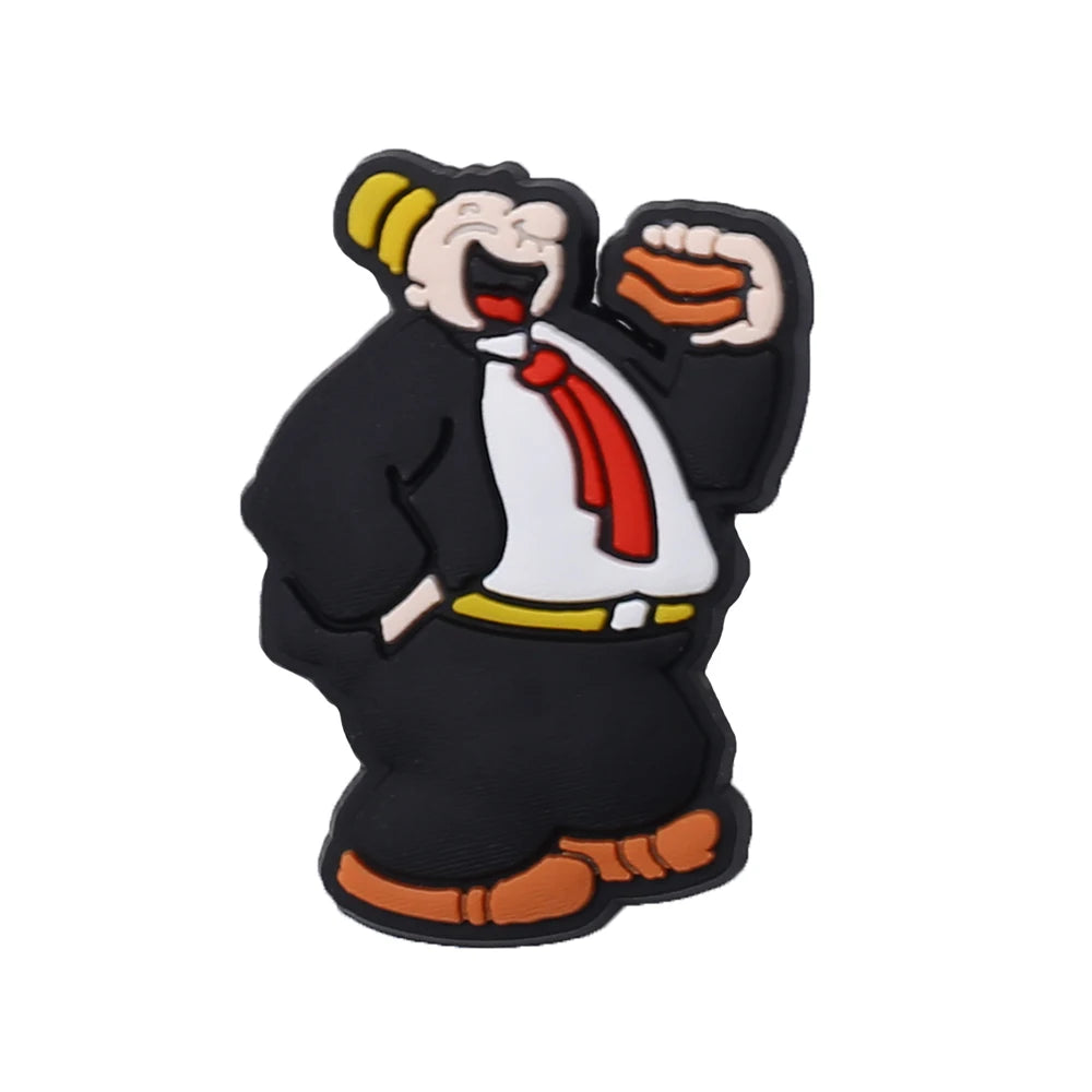 1-8pcs Hot toys Popeye PVC Cute Cartoon shoes Charms Accessories DIY Detachable Waterproof PVC Shoe Decorations for Party Gifts