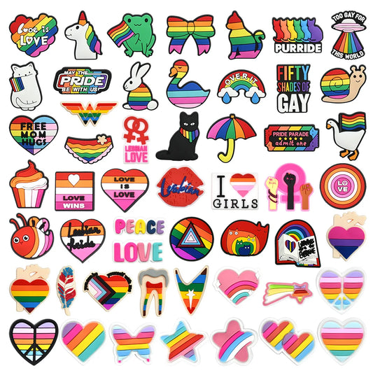 New rainbow shoe charm hole shoe accessories DIY shoe accessories PVC soft rubber shoe buckle jewelry spot wholesale