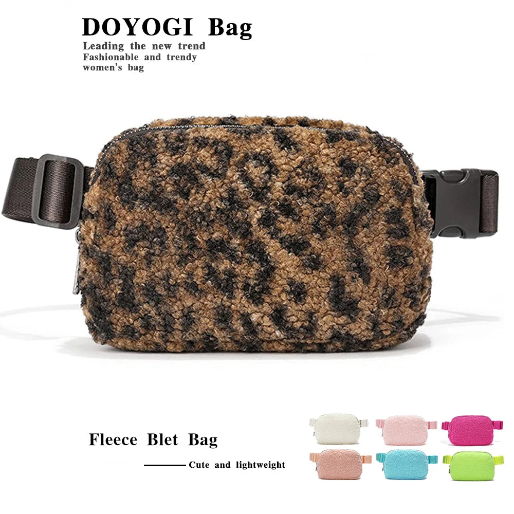 Winter Fleece Belt Bag for Everywhere Women Crossbody Bag White Fanny Pack Bag Small Waist Bag with Adjustable Strap (Ivory)