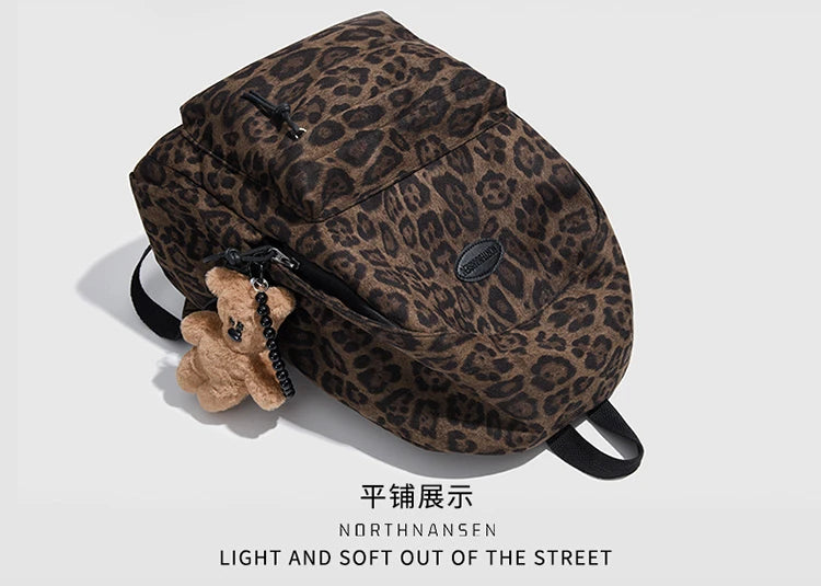 Leopard print Woman Backpack School Book Bags For Teenage Girls Boys Harajuku Female College Bag Student Lady leisure BagPack