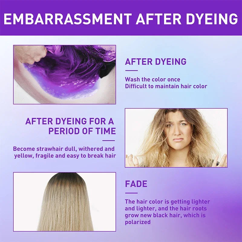 30ML Gray Color Fixing Hair Dye Shampoo Cover Gray Hair Fade Yellow After Bleach Hair Shampoo Non-irritating Purple Shampoo