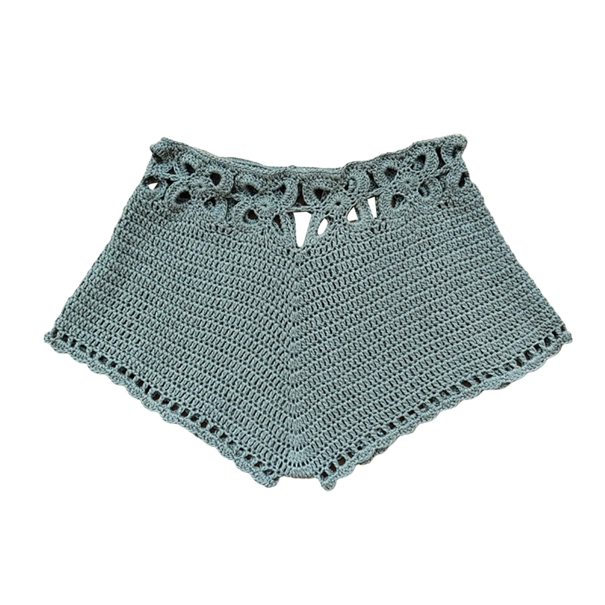 Summer Women Vintage Crochet Cutout Swim Shorts Bathing Suit Bottoms Drawstring Beach Board Shorts Swim Beach Boho Shorts