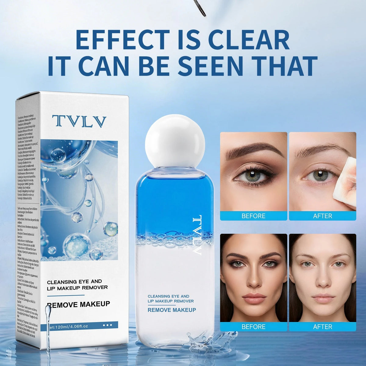 TVLV Gentle Makeup Remover, Refreshing and Gentle in Its Removal, Without Causing Tension, Effectively Cleansing The Makeup.