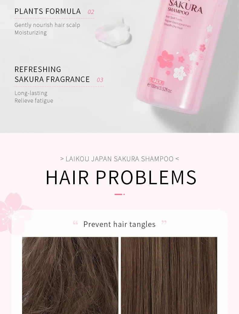LAIKOU Japan Sakura  Shampoo Repair Damaged Hair Moisturizing Nourishing Anti Dandruff Oil Control Shampoos Hair Cleansing Care
