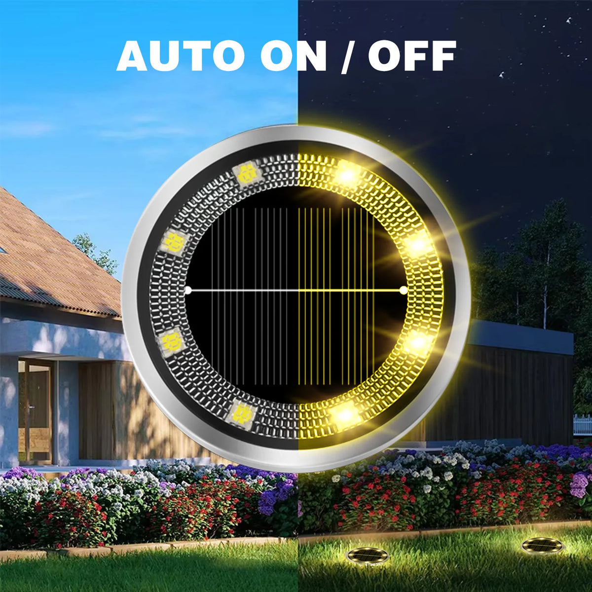 1-4 PACK Solar Garden Lights Outdoor 8 LEDs Underground Lamp 6000k With Side Light Spotlight Waterproof For Landscape Lawn Decor