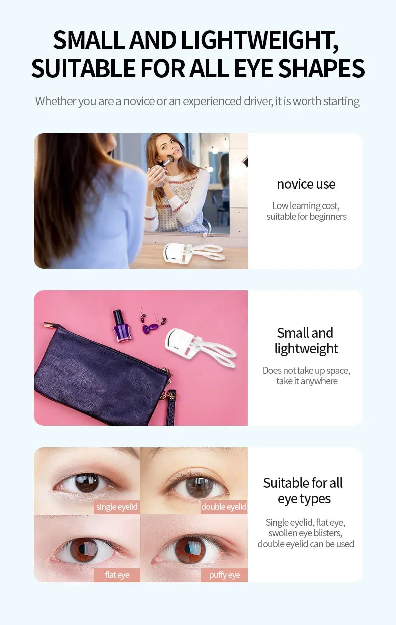 Electric Heated Eyelash Curler USB Rechargeable, Long-Lasting Curl for Natural-Looking Lashes, for Daily Makeup Professional Use