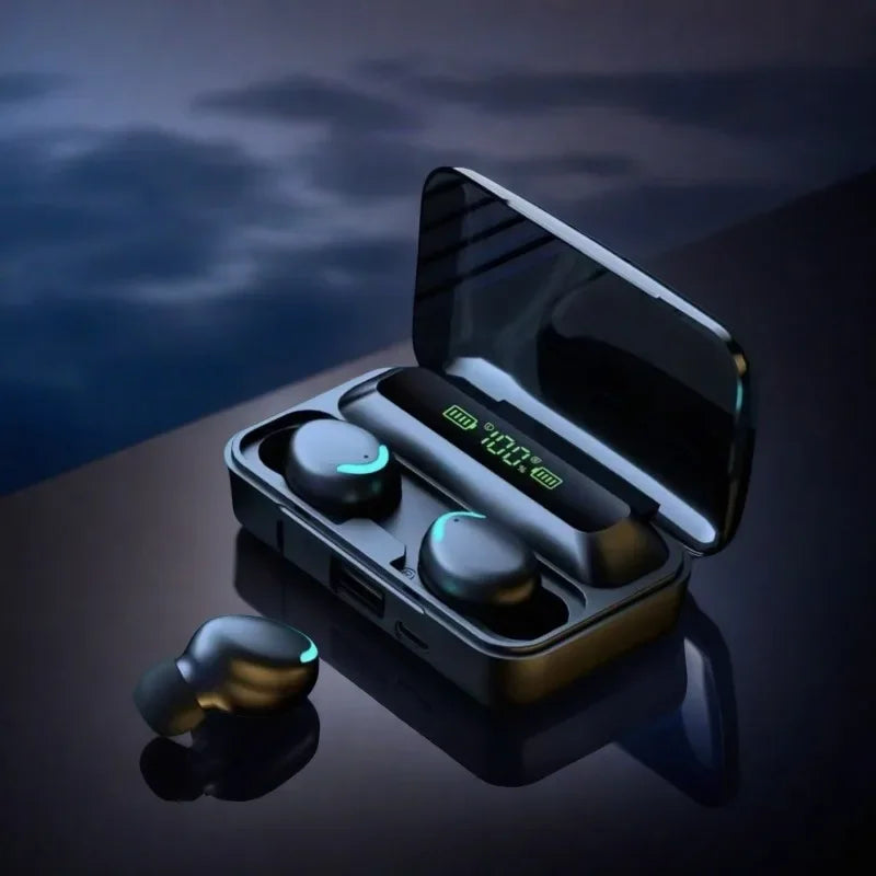 TWS Wireless Earbuds with Bluetooth, LED Display & Microphone